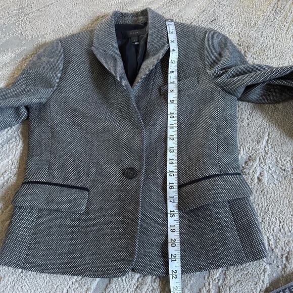 J. Crew wool blazer black white  Mini Dot Single Button preppy Career Jacket 2 - Picture 8 of 9